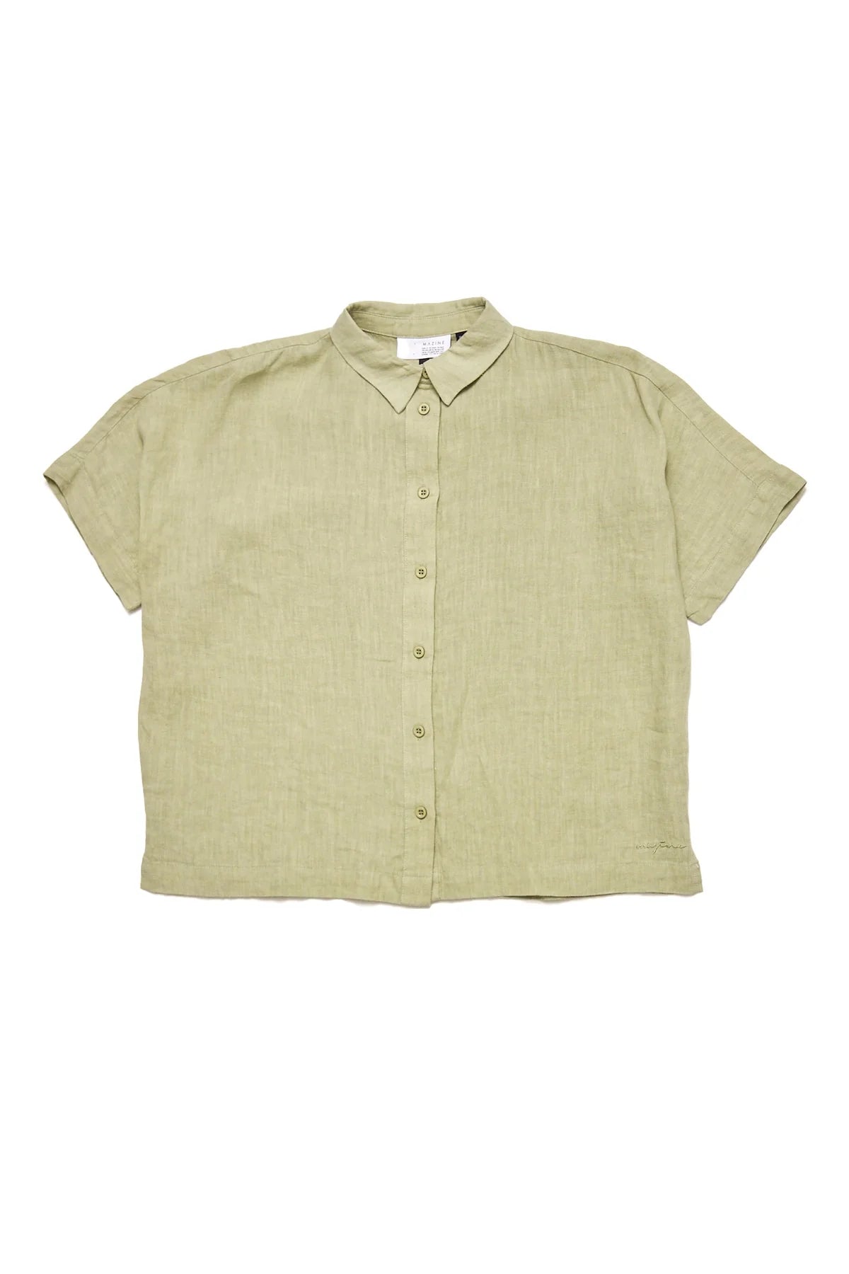 Mazine // Short Sleeve Linen Shirt - Seagrass