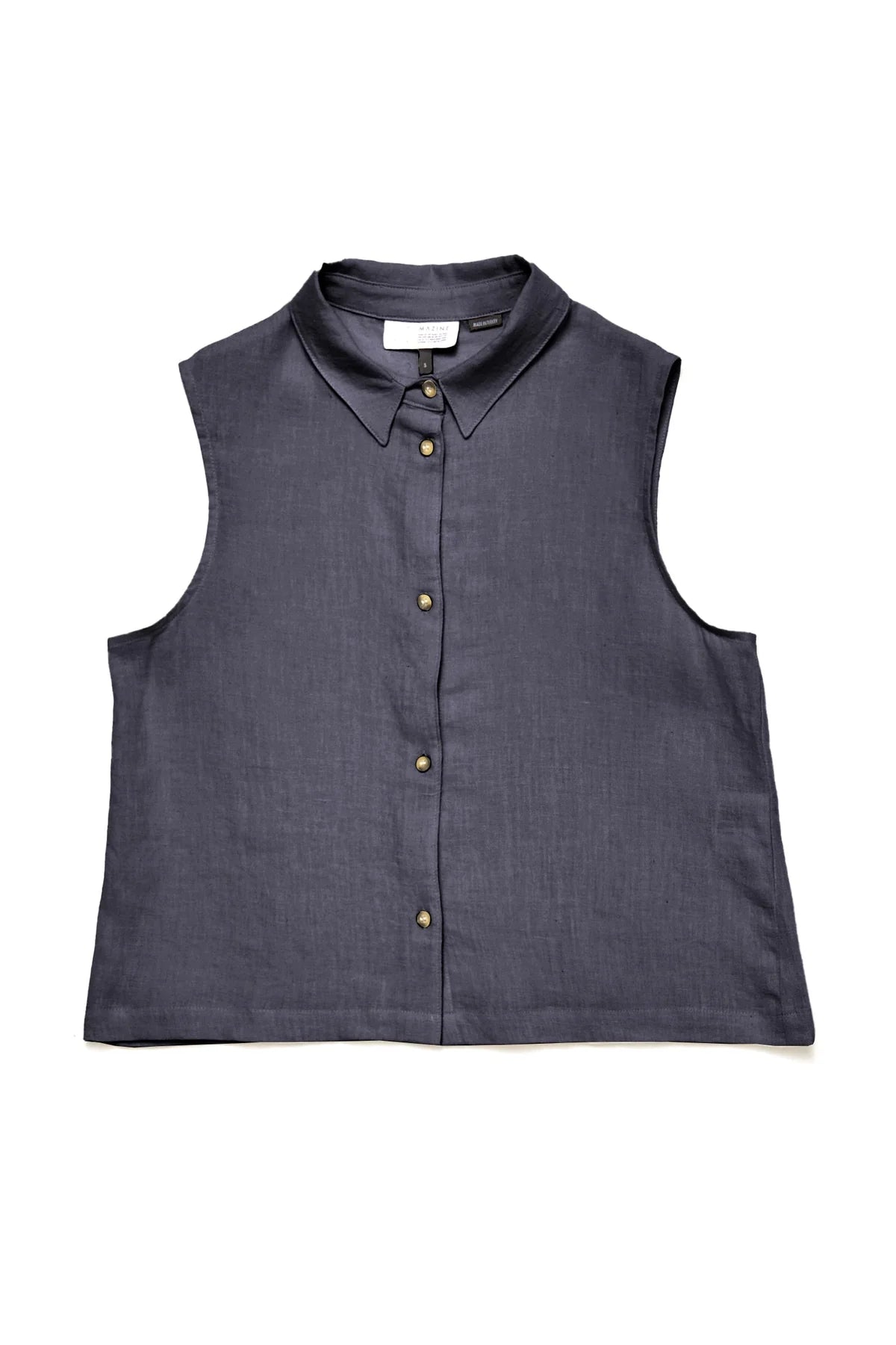 Mazine // Short Sleeve Linen Shirt - Ink blue