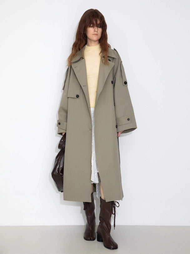 Cubic // Mid-Length Raglan Trench Coat - Dark Sea Green