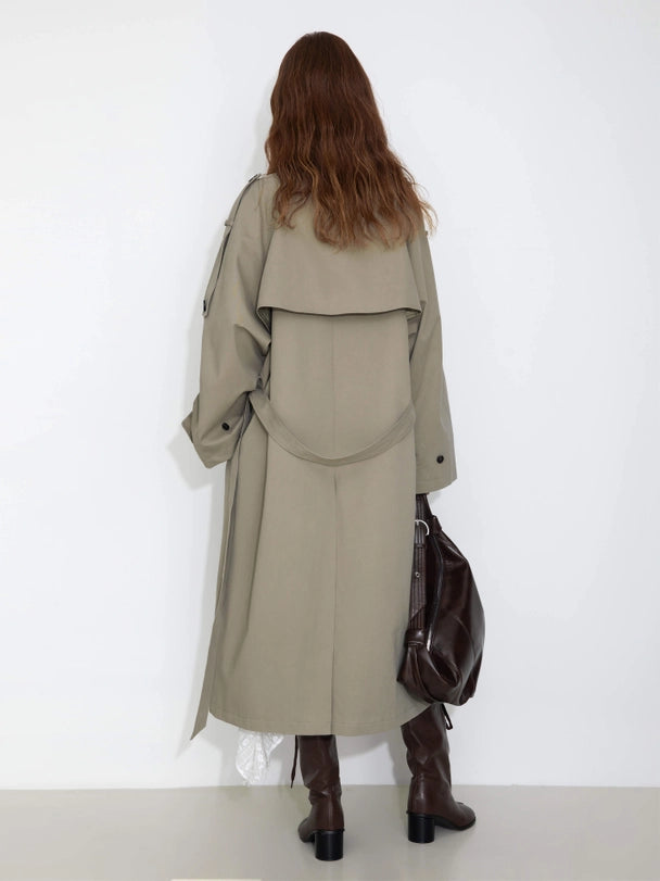 Cubic // Mid-Length Raglan Trench Coat - Dark Sea Green