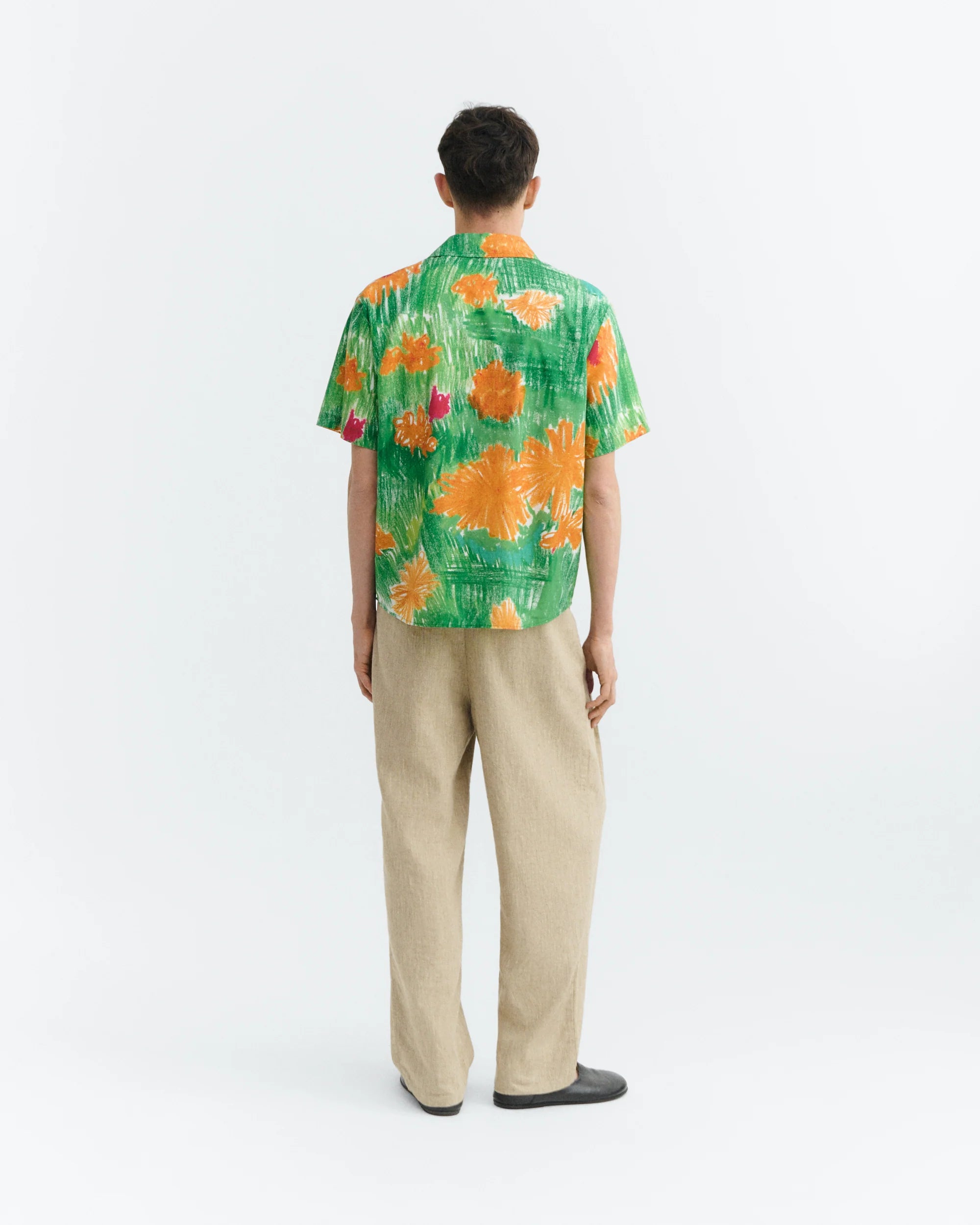 Thinking MU // Crayon Paddy Flower Shirt - Green/Orange