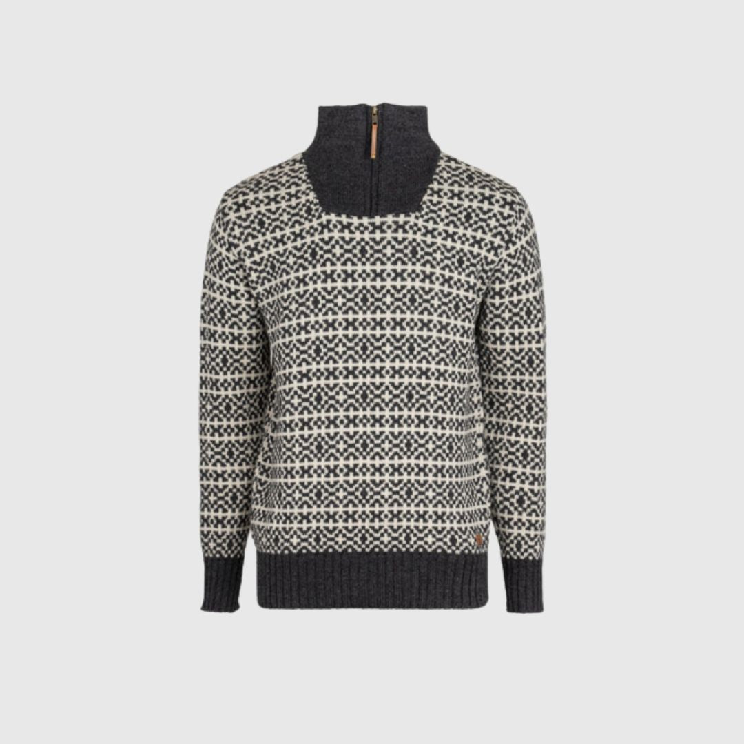 Fuza Wool // Malurt 1/2 Zip Sweater - Coal