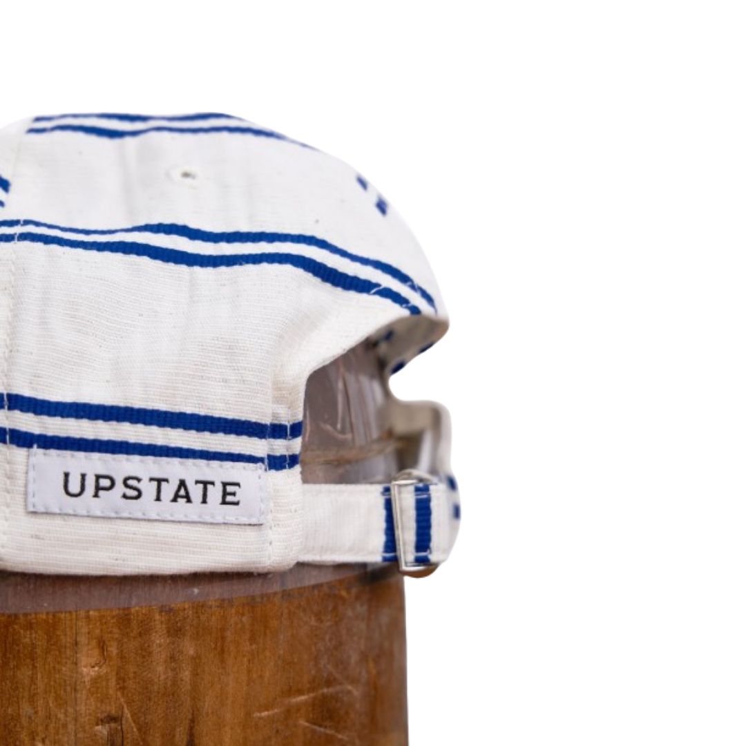 Upstate Stock // 6-Panel Cap - Japanese Linen - Ballpark Navy Stripe