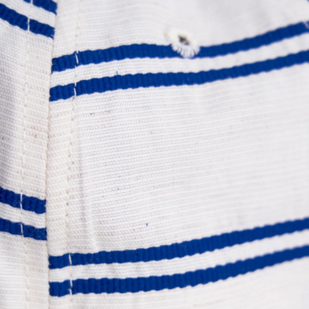 Upstate Stock // 6-Panel Cap - Japanese Linen - Ballpark Navy Stripe