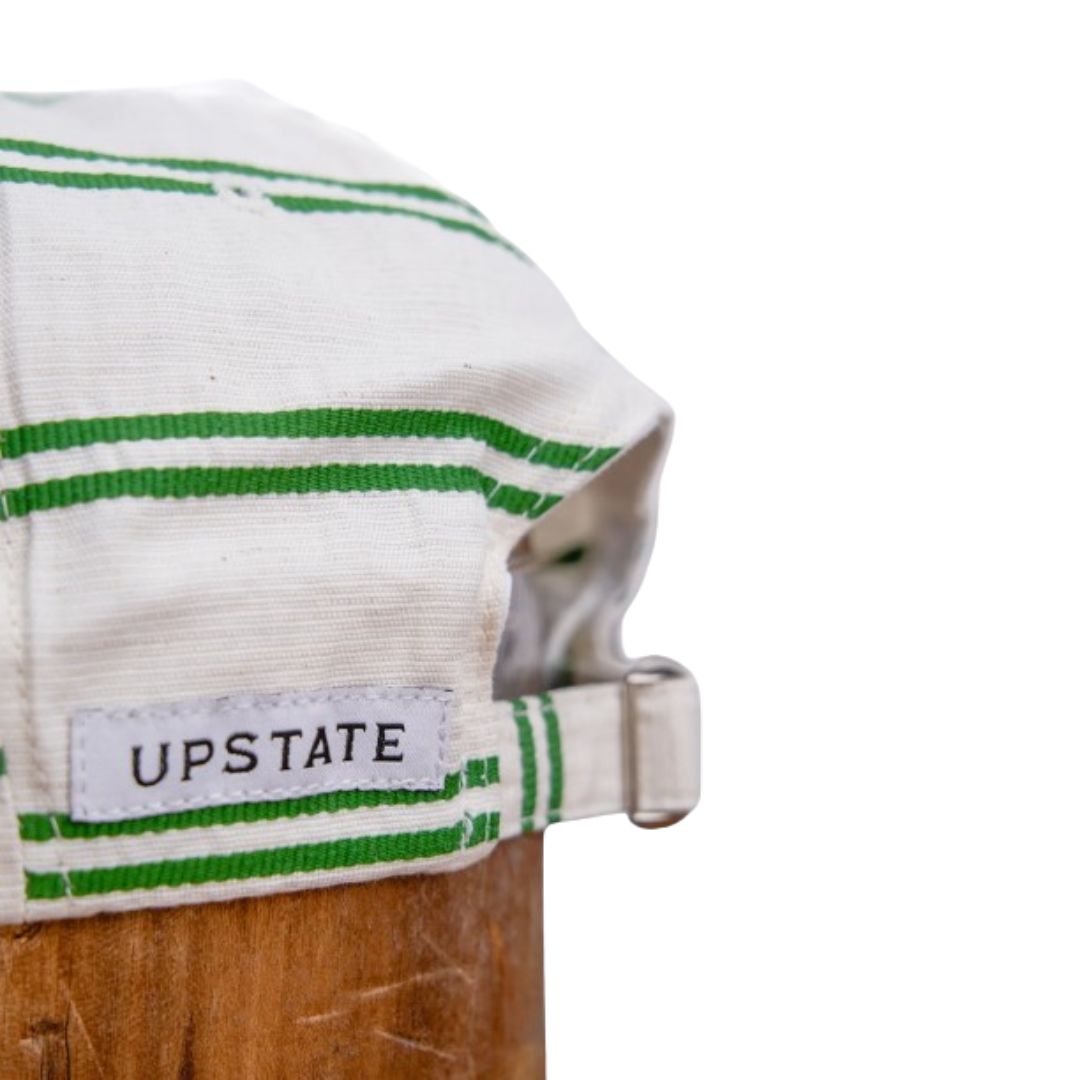 Upstate Stock // 6-Panel Cap - Japanese Linen - Ballpark Green Stripe