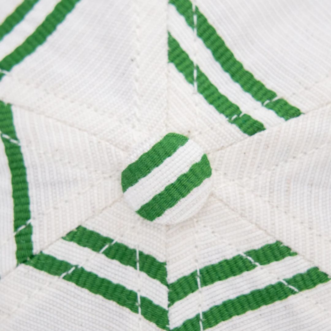 Upstate Stock // 6-Panel Cap - Japanese Linen - Ballpark Green Stripe