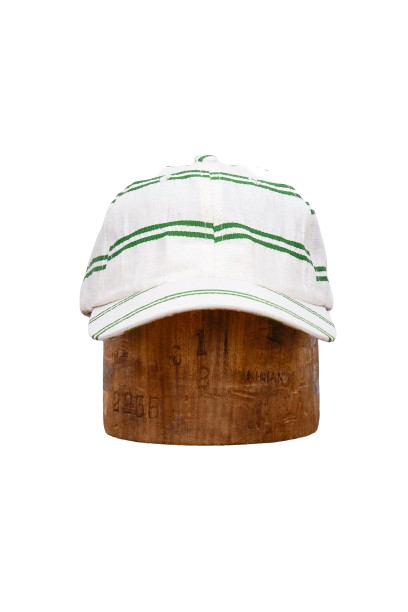 Upstate Stock // 6-Panel Cap - Japanese Linen - Ballpark Green Stripe