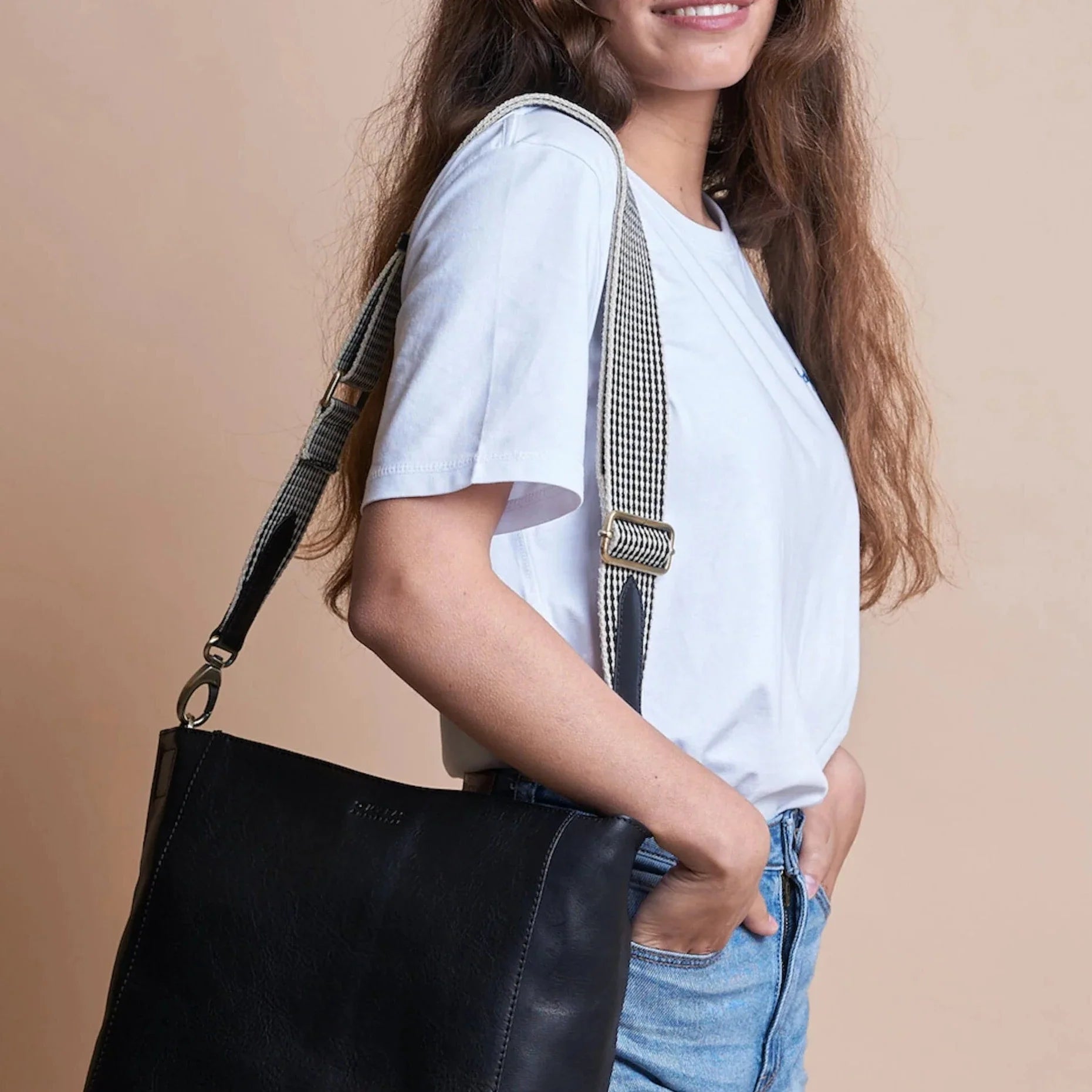 O My Bag // Webbing Strap - Black Checkered