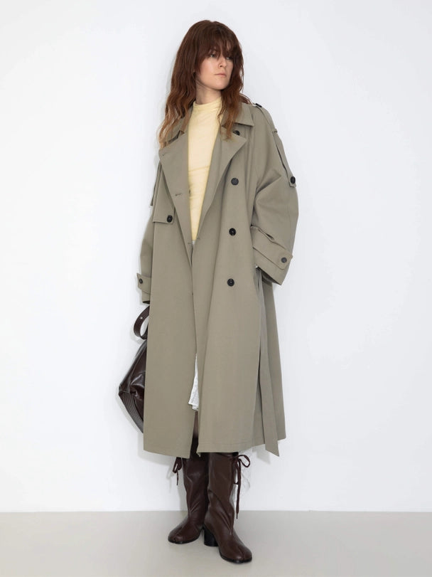 Cubic // Mid-Length Raglan Trench Coat - Dark Sea Green
