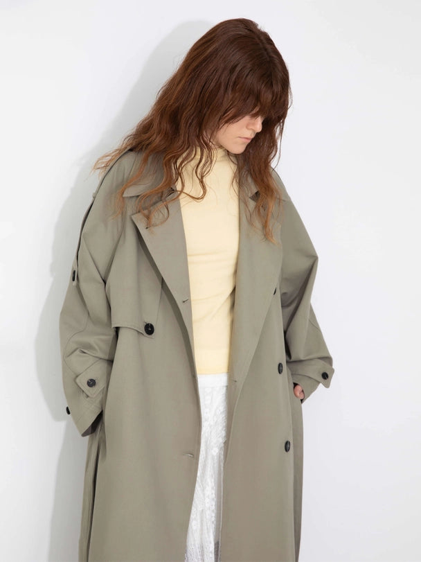 Cubic // Mid-Length Raglan Trench Coat - Dark Sea Green
