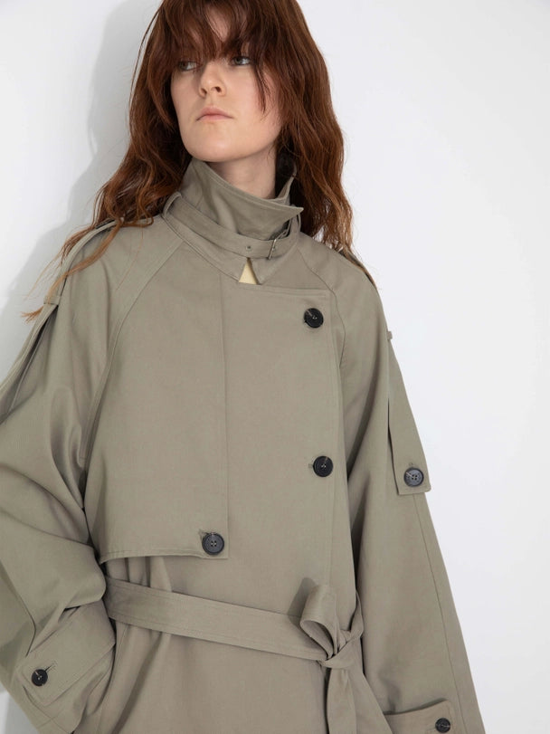 Cubic // Mid-Length Raglan Trench Coat - Dark Sea Green