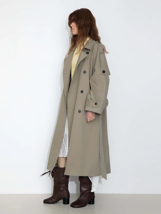 Cubic // Mid-Length Raglan Trench Coat - Dark Sea Green