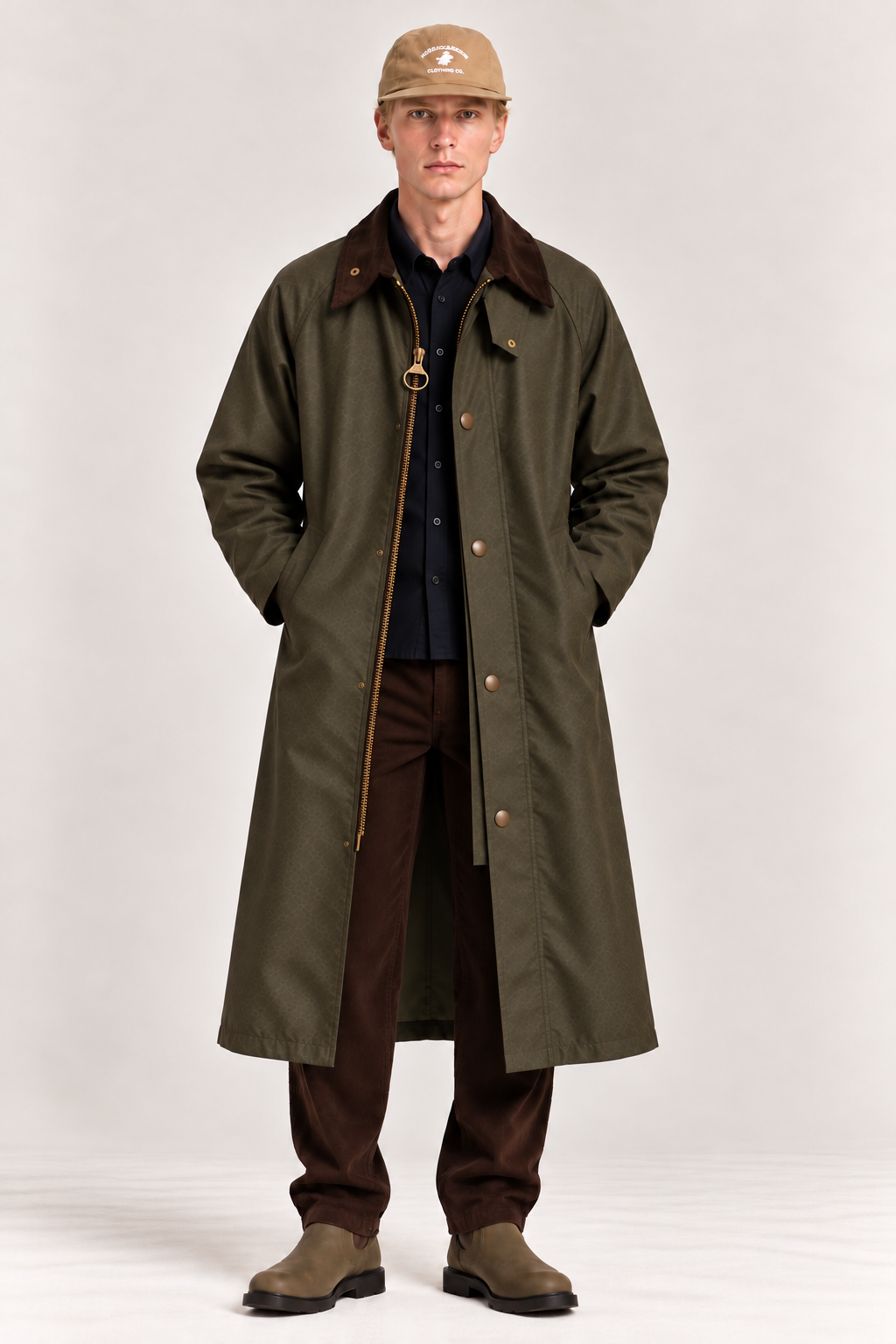 Beier & Vig unisex wax jacket // Oldbury Long Wax Olive