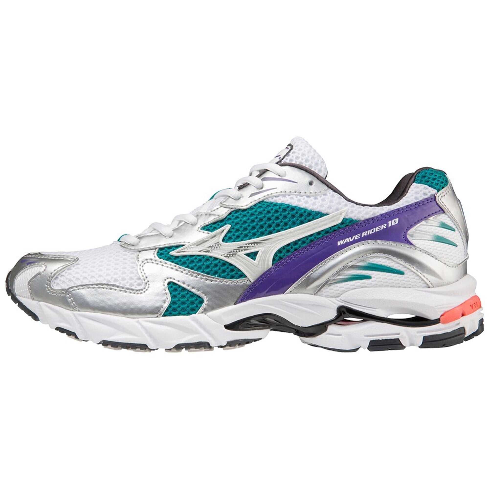 Mizuno // Wave Rider 10 - White Silver/ Teal Purple
