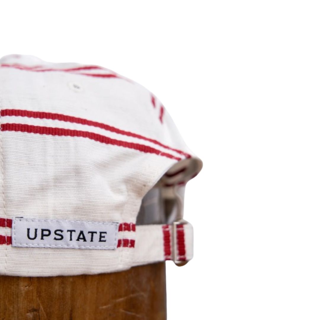 Upstate Stock // 6-Panel Cap - Japanese Linen - Ballpark Red Stripe