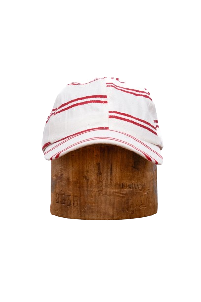 Upstate Stock // 6-Panel Cap - Japanese Linen - Ballpark Red Stripe